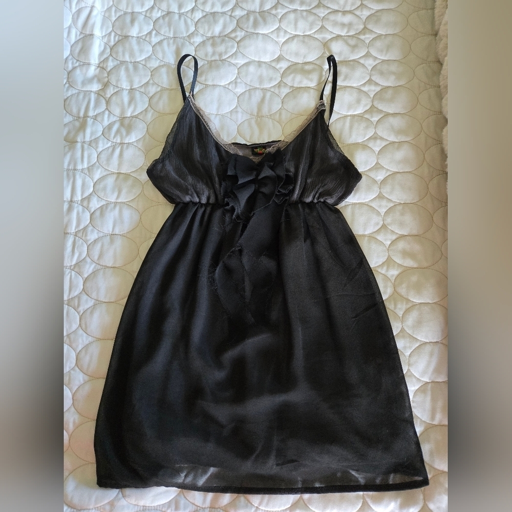 Vintage M Chiffon Lace Chemise Slip Cami Whimsigoth Festival Fairy Indie Lace